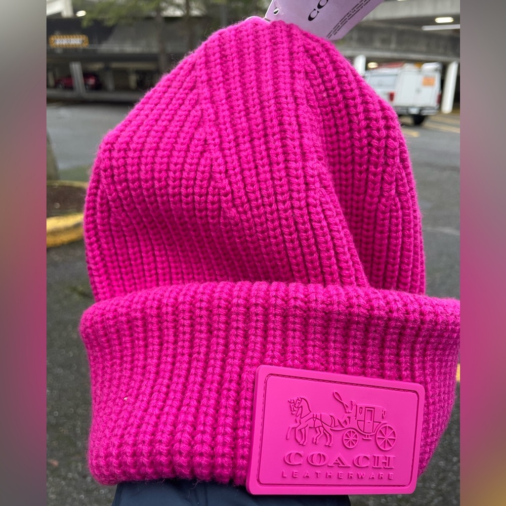 Coach Pink ( Hyacinth) Beanie. - Picture 13 of 13